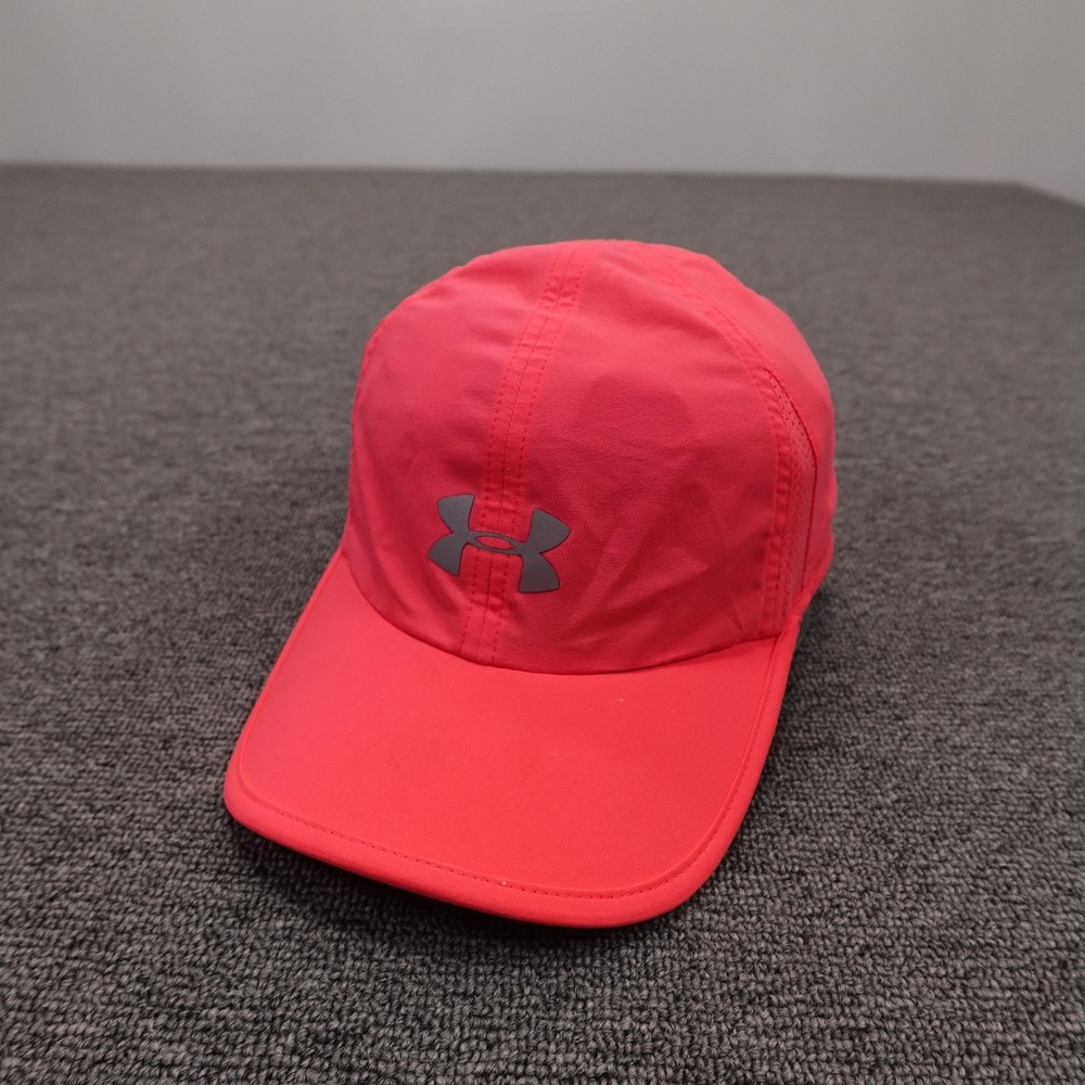 Under Armour Hat Cap Strap Back Womens One Size Pink Reflective Logo Athletic